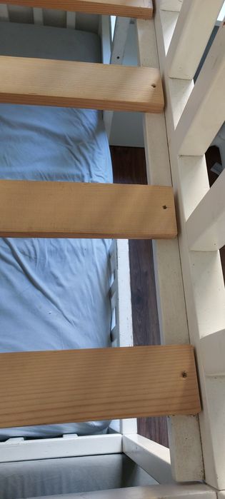 Łóżko piętrowe domek białe 160x80 materac