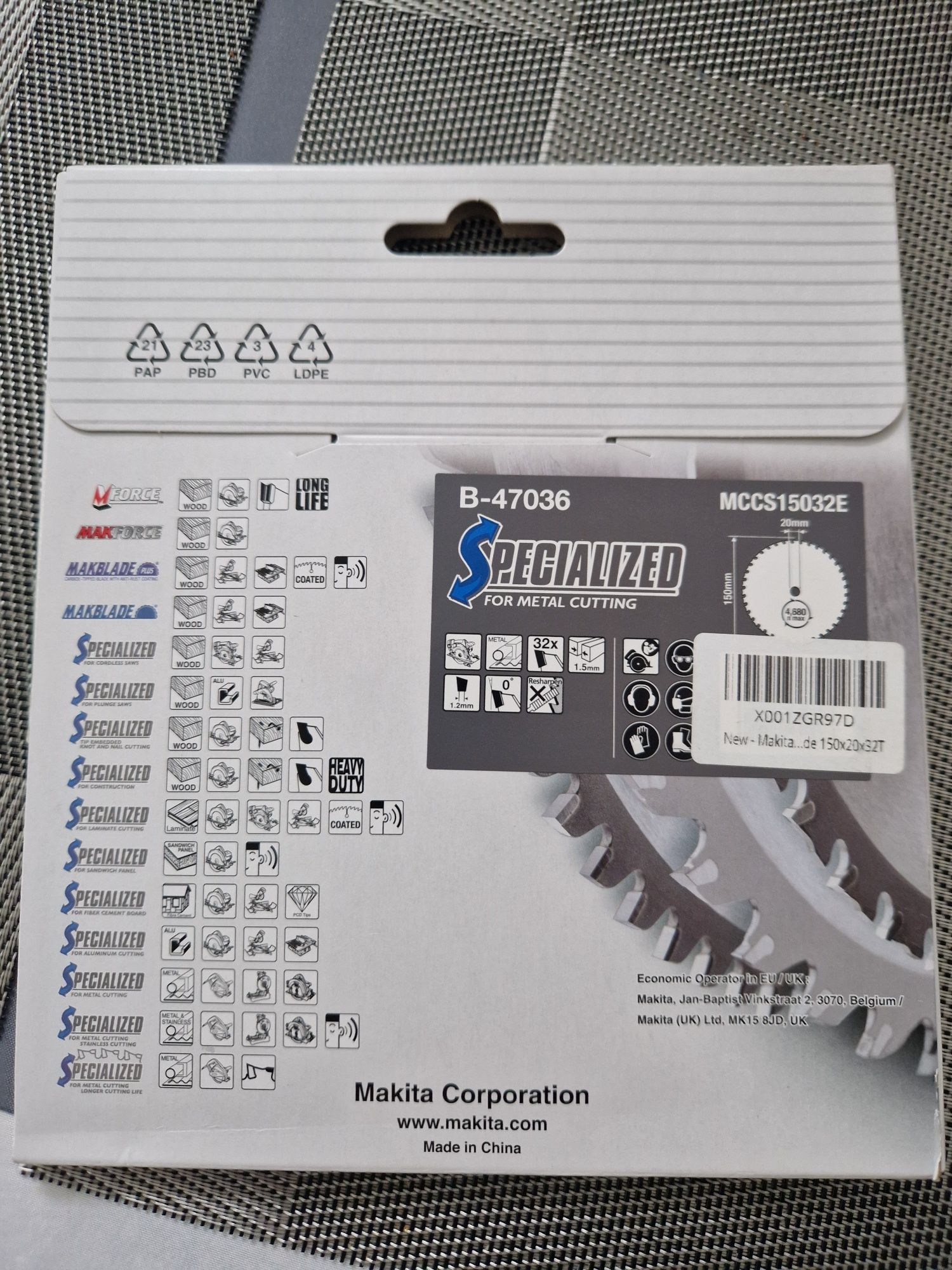 Makita Specialized tarcza do cięcia metalu