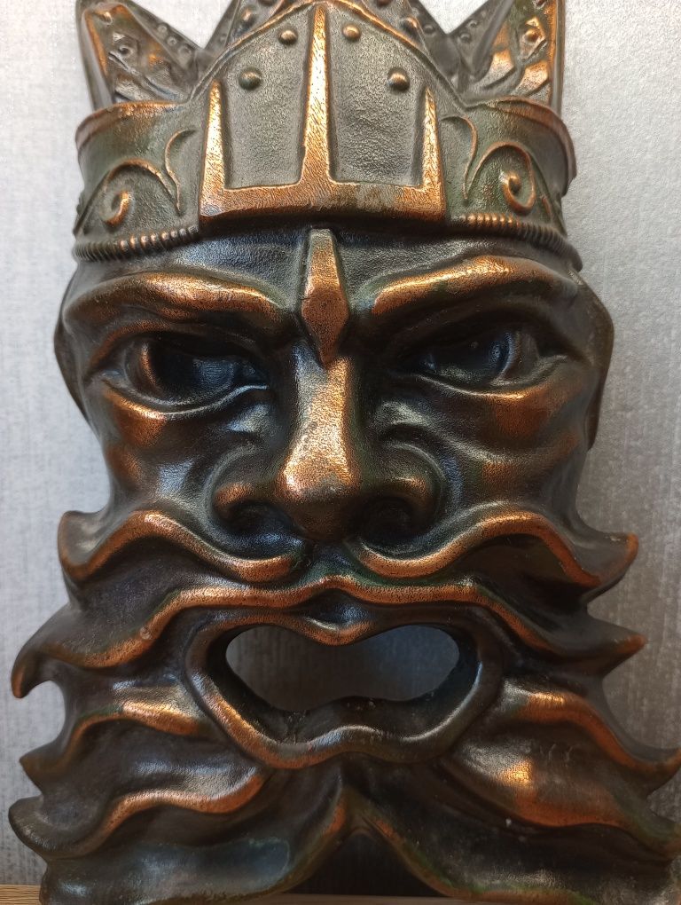 Stary metalowy odlew - maska Neptun, Posejdon