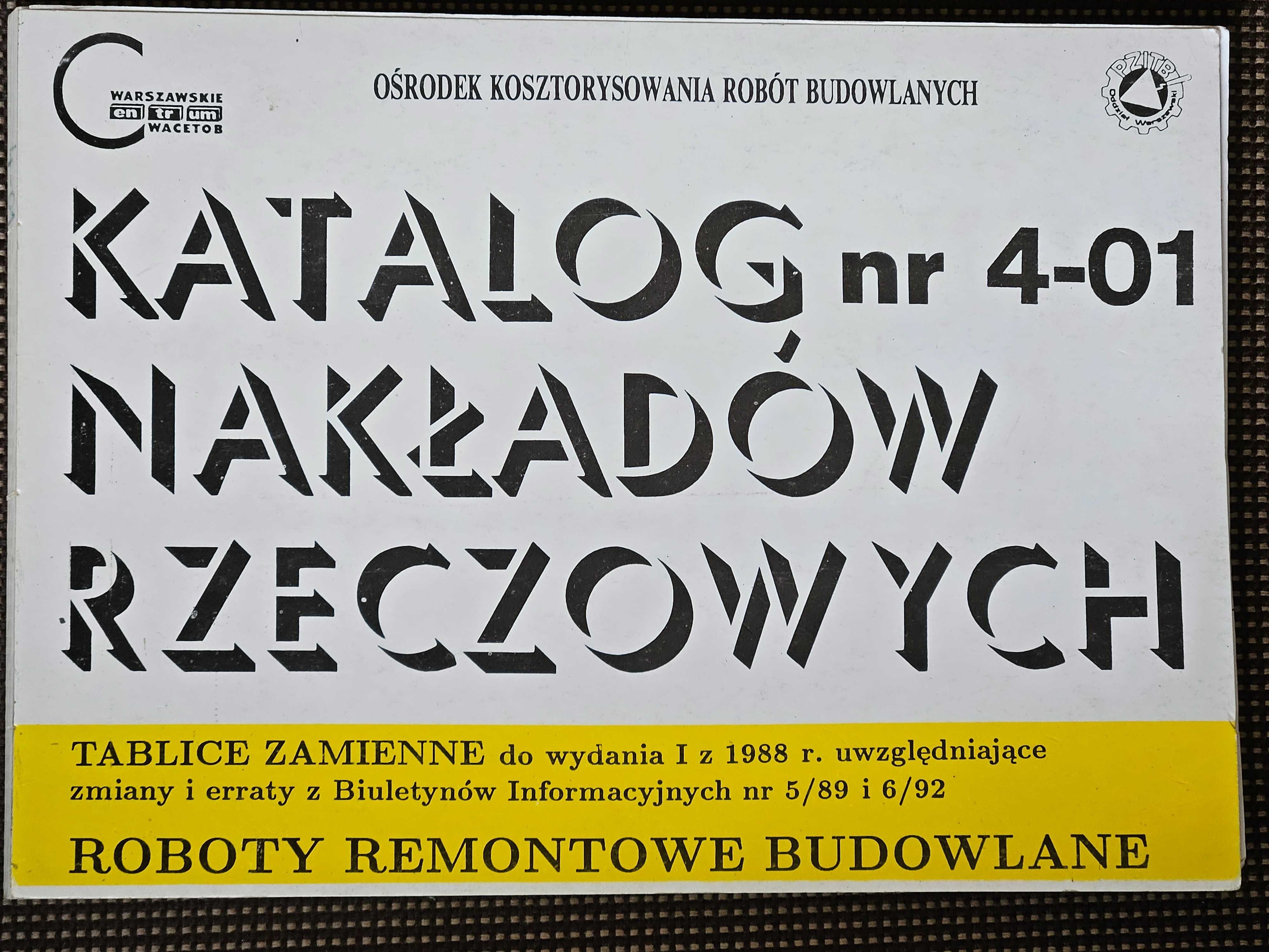 KNR 4-01 Tablice zamienne do wydania I z 1988 r.