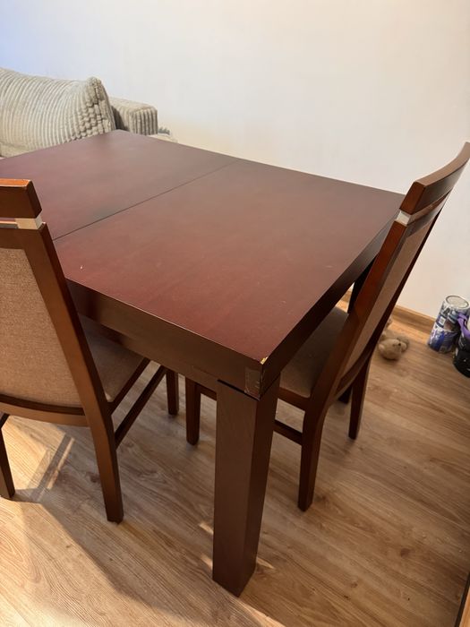 Stół/ława drewniany rozkładany 4 krzesła