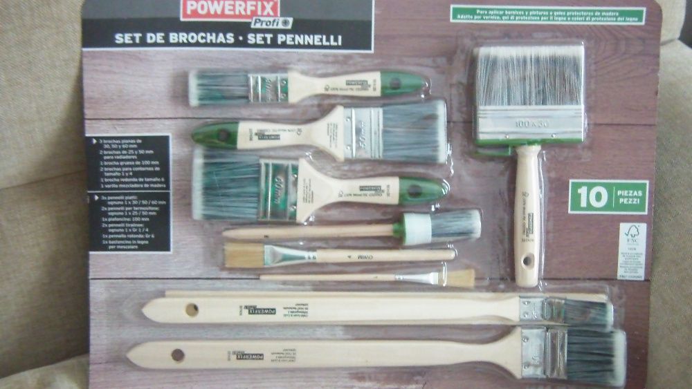 Conjunto 10 pincéis para pintura de madeira