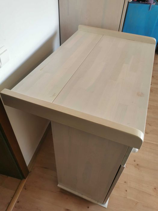 Solidna DREWNIANA szafa z komodą + przewijak, biały zadbany komplet