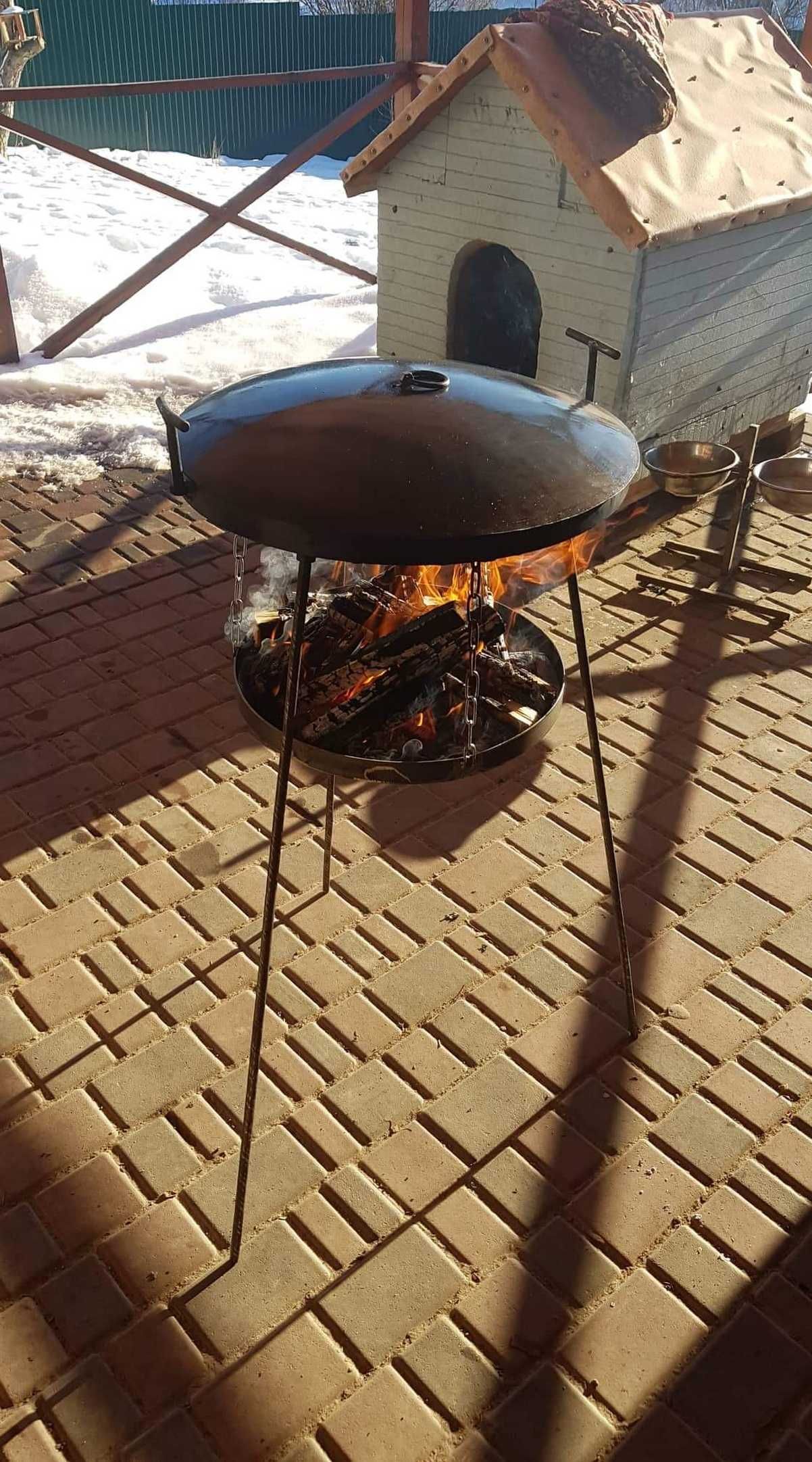 Сковорода из диска бороны 50 см с подставкой для огня садж мангал