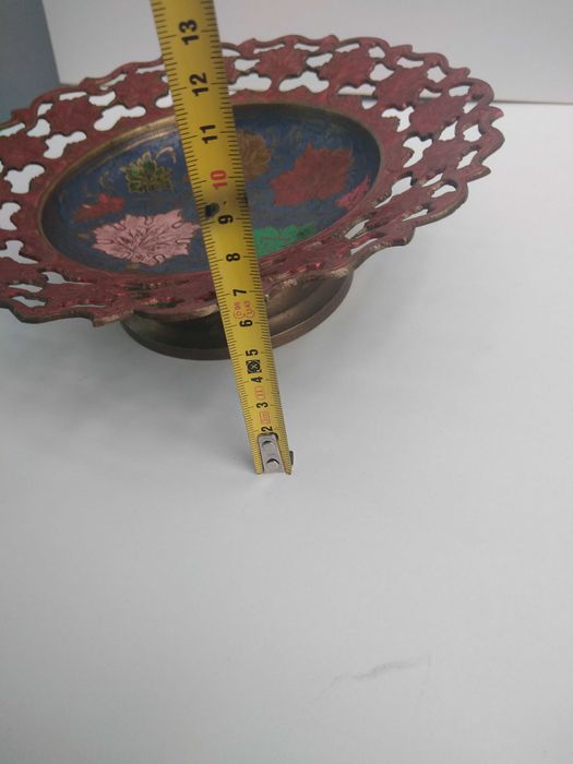 Антикварная фруктовница Индия 60-е. Бронза эмали.