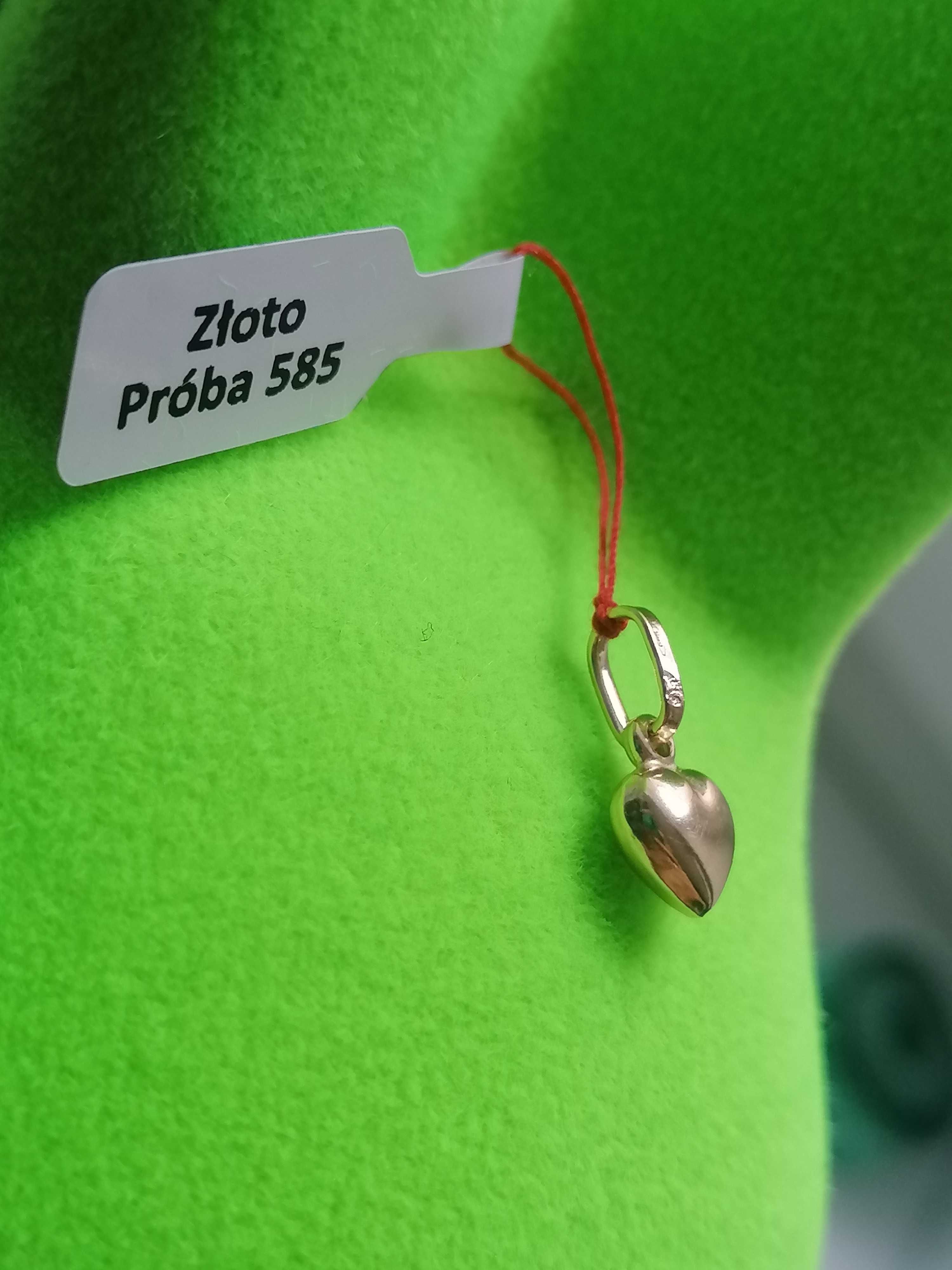 Złota zawieszka/wisiorek na łańcuszek, pękate serce p. 585,14K