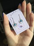 Kolczyki handmade - heksagony z apatytami, żmijki