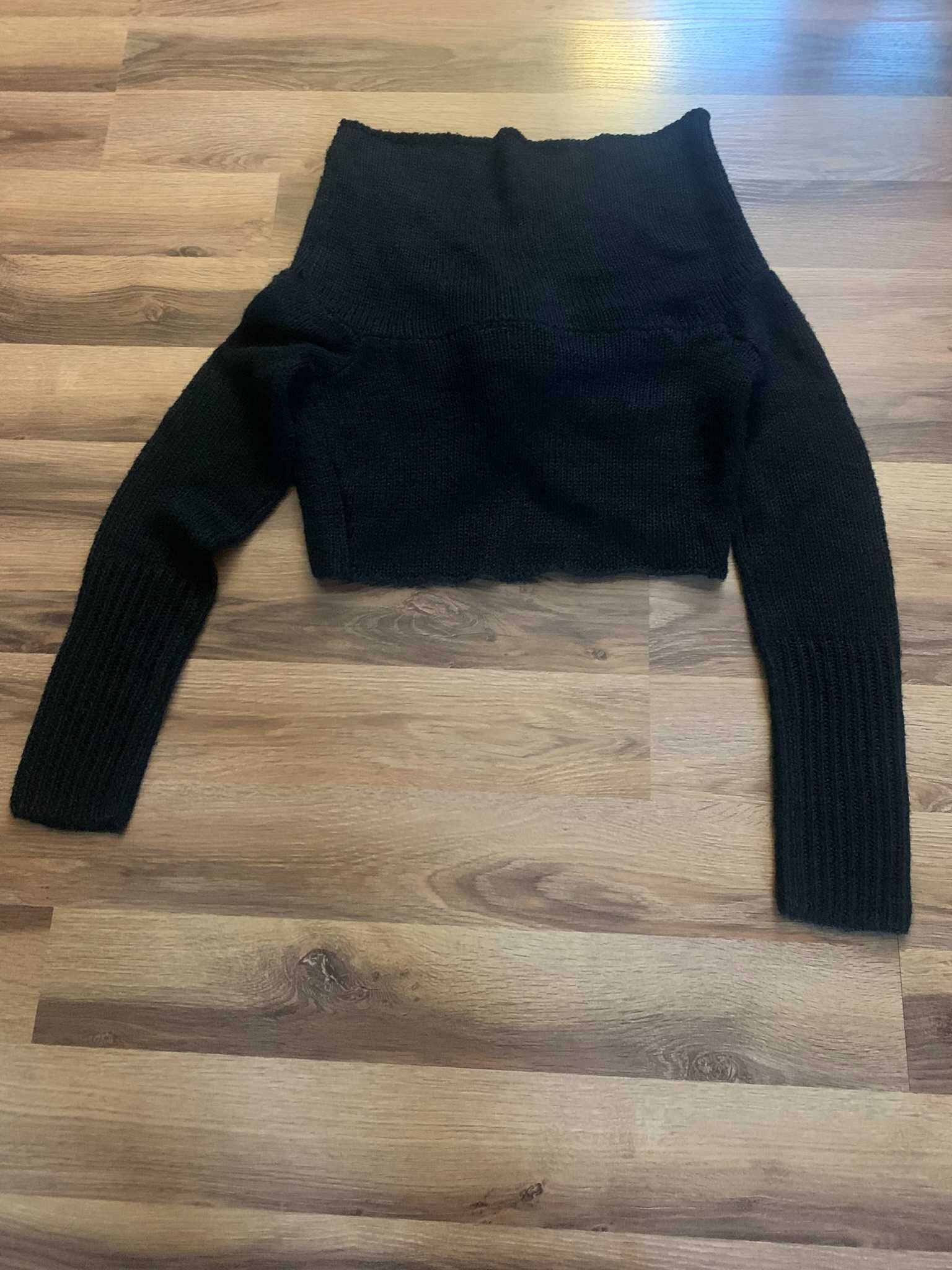 Sweter Krótki Sweterek Bolero Kołnierz Czarny r. 38/M