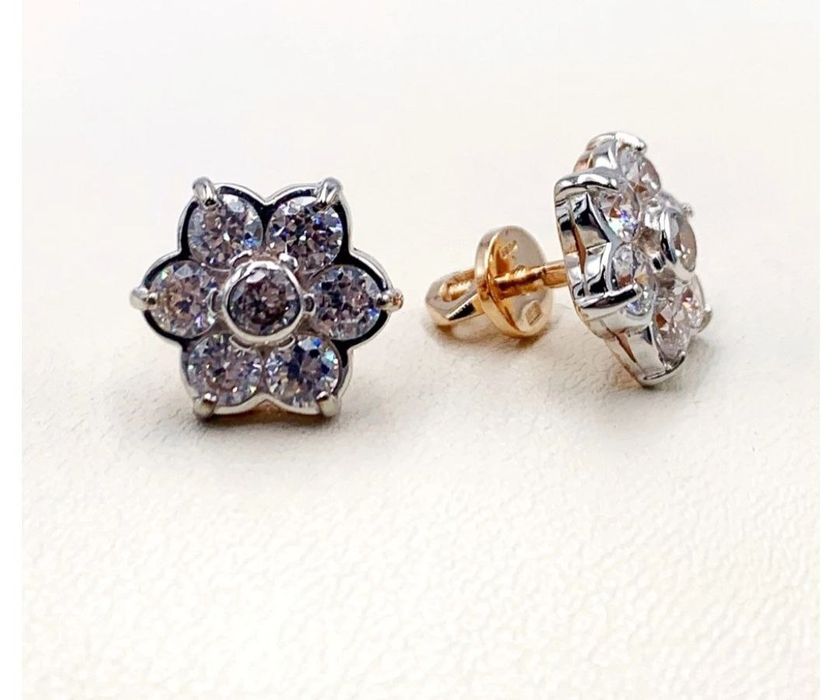 Золотые серьги,585 проба,изумруд,топаз