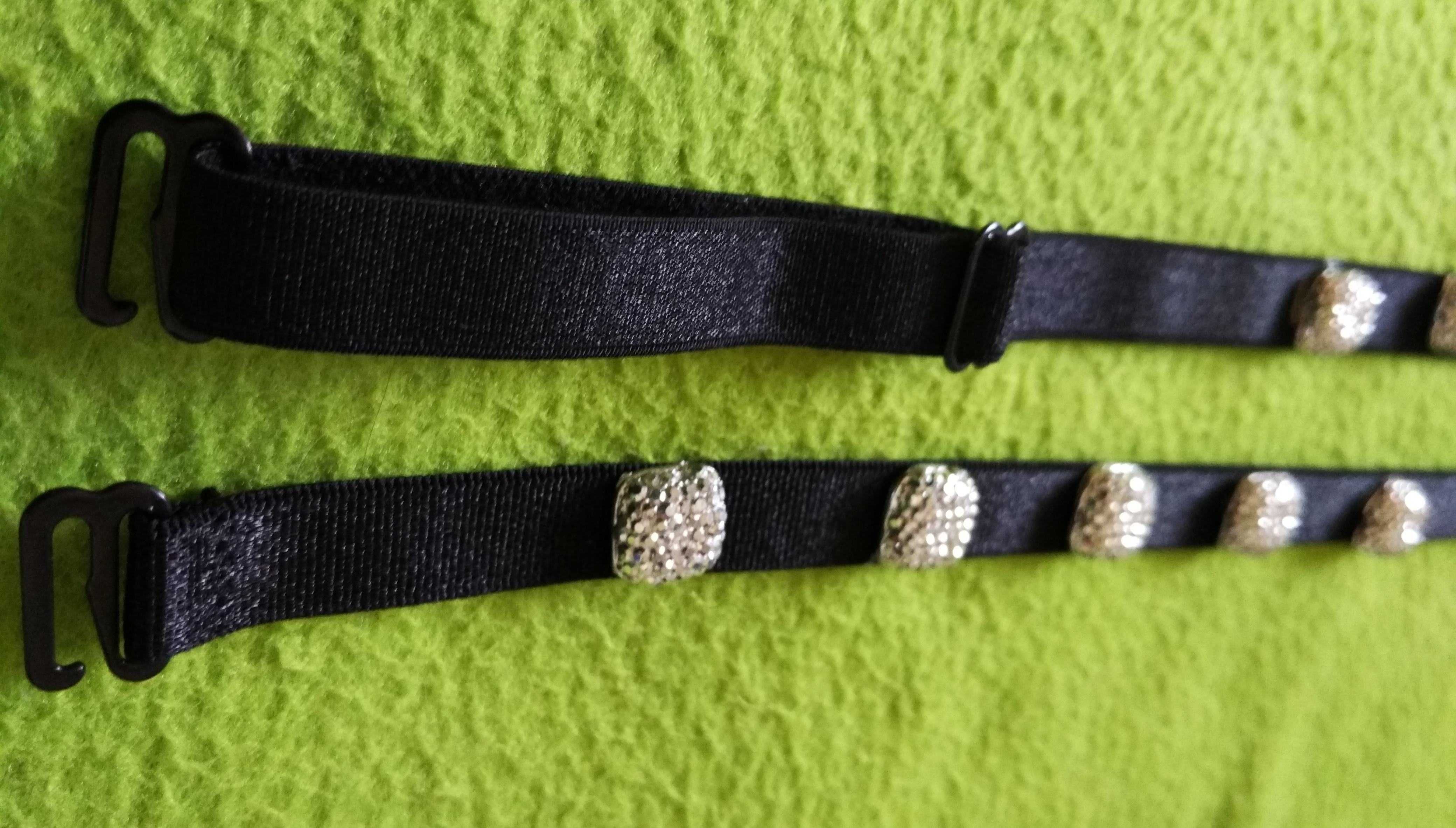 Czarne eleganckie glamour naramki do stanika z krysztalkami ramiączka