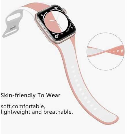 Silikonowy pasek do zegarka Apple Watch biało-różowy TopPerfekt