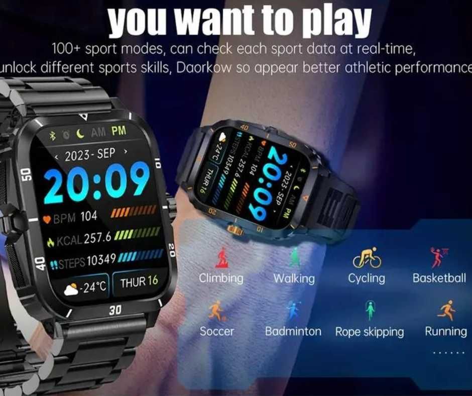 SMARTWATCH Wojskowy Rozmowy Wodoodporny Fitness Gwarancja Promocja