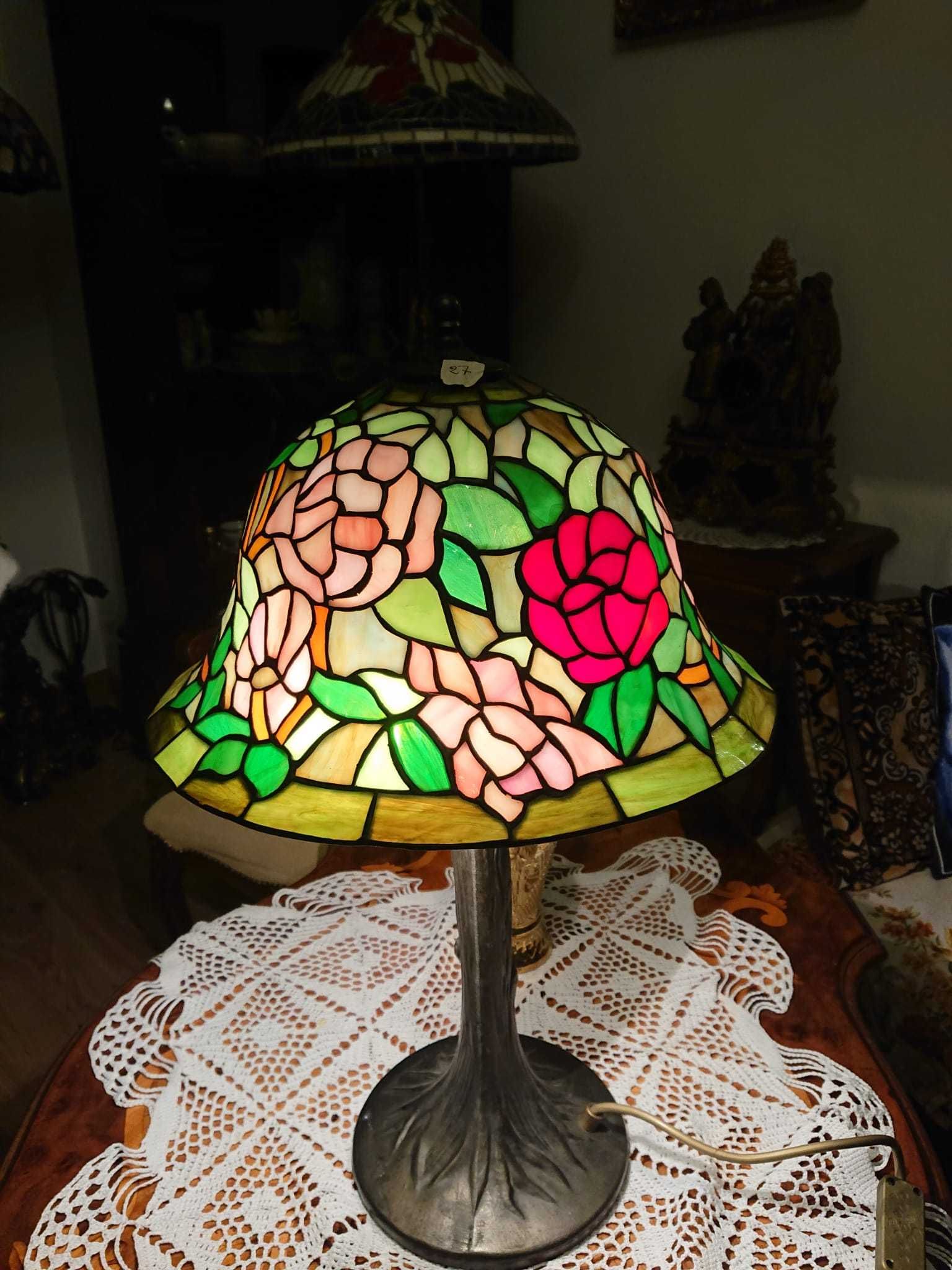 Lampa ,,Tiffany" egzemplarz do kolekcji , Kwiaty - Róże .