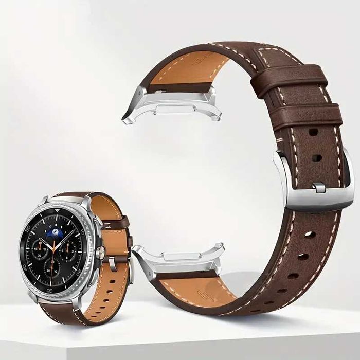 Pulseira em couro castanho escuro para samsung  galaxy Watch 8 Classic