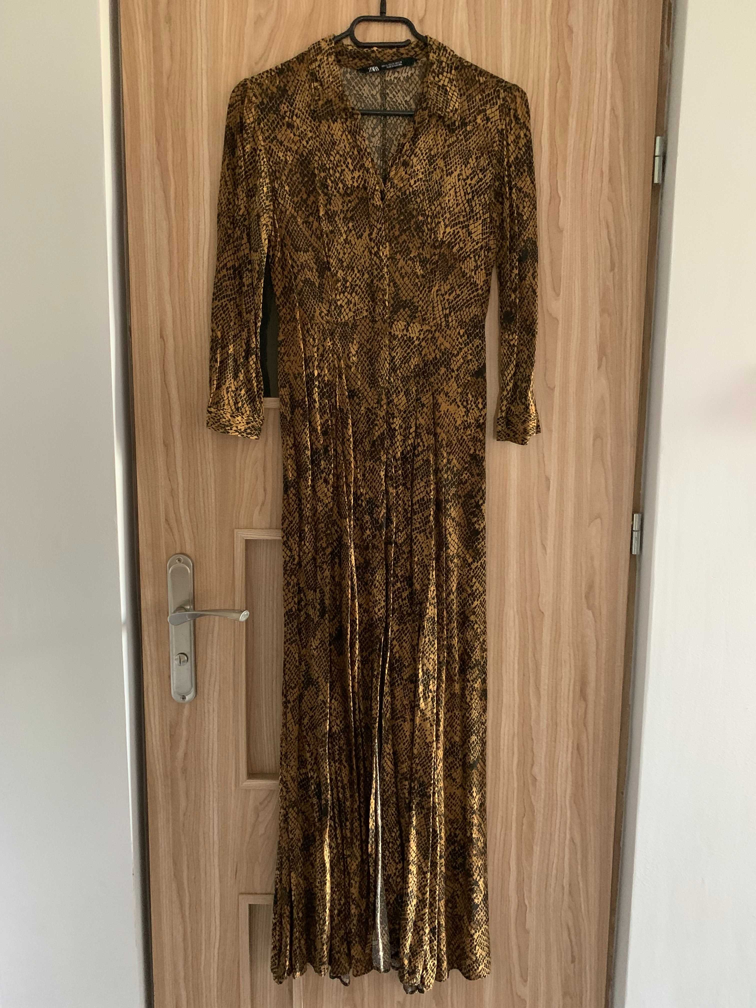 ZARA długa maxi sukienka XS 34 wężowy wzór