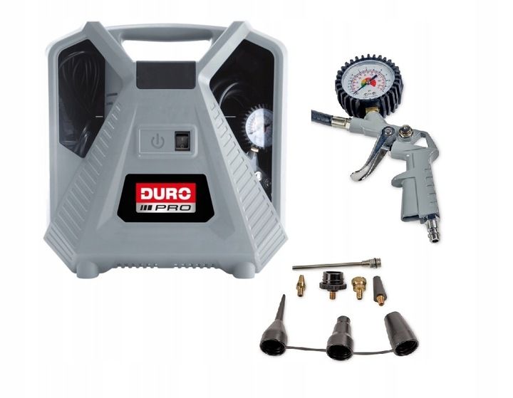 Kompresor Bezolejowy 8 Bar Duro Cqb180d-1 Pistolet Z Manometrem Końców
