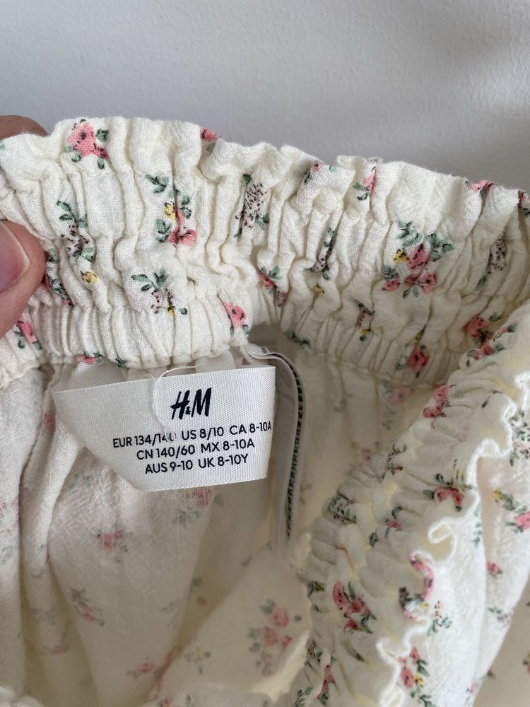 Spódniczka h&m 134 kremowa kwiatki koralowe