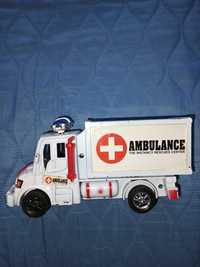 Zabawka ambulans karetka pogotowia samochodzik na naciąg dla dzieci