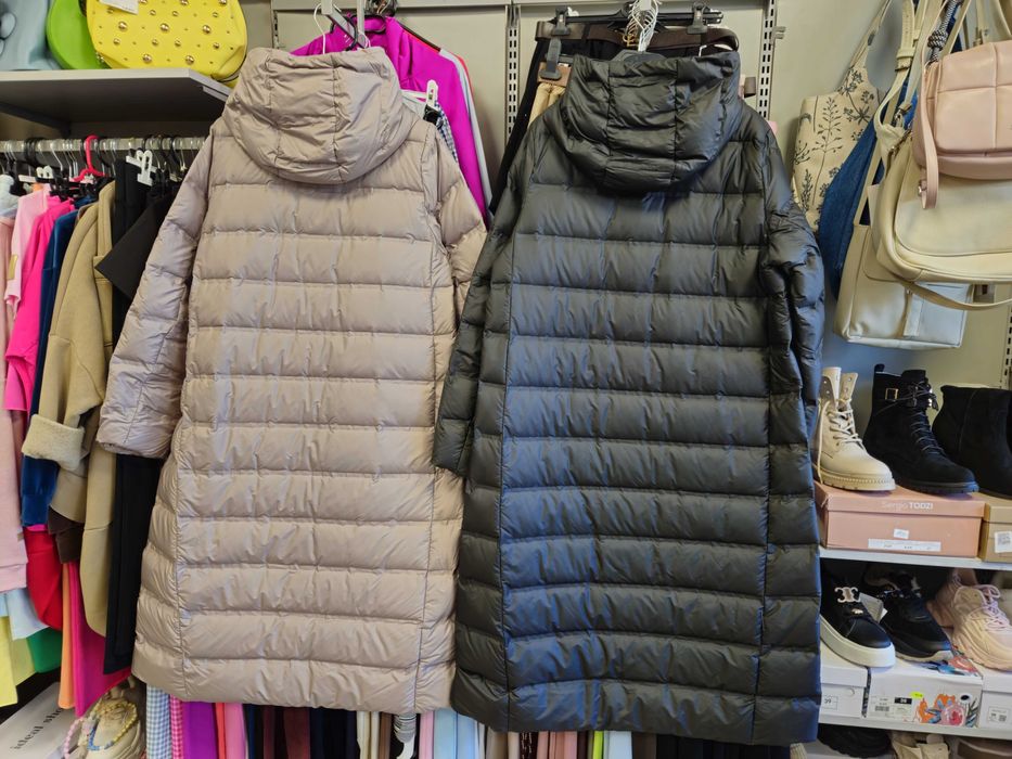 Długa kurtka płaszcz czarny 2XL Mydress Italy lekki puch !!!