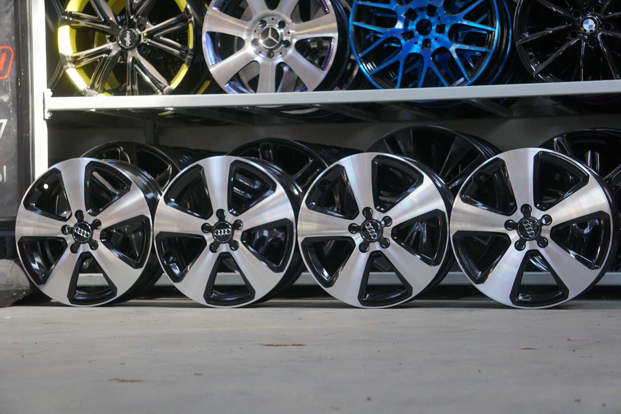 Alufelgi Audi 6Jx17" et48 5x112 cb57,1mm czarne i cnc, duzy dekiel