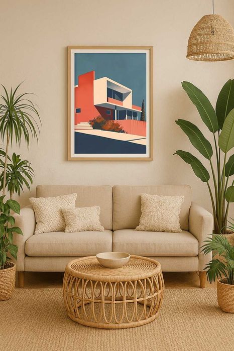 Plakat jak obraz 50x70cm | na płótnie bez ramy grafika | Mid-Century