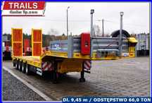 Niskopodwoziowa 56,0 Ton ład. pokład 9,50 m, TUNEL pod koparki !!!  Gotowa do pracy !!! Naczepa z rejestracją DMC 66,0 T, najazdy hydr. !!