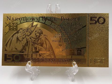 50 zł Jan Paweł II - banknot złoty (w kolorze). Cudo! Taniej!