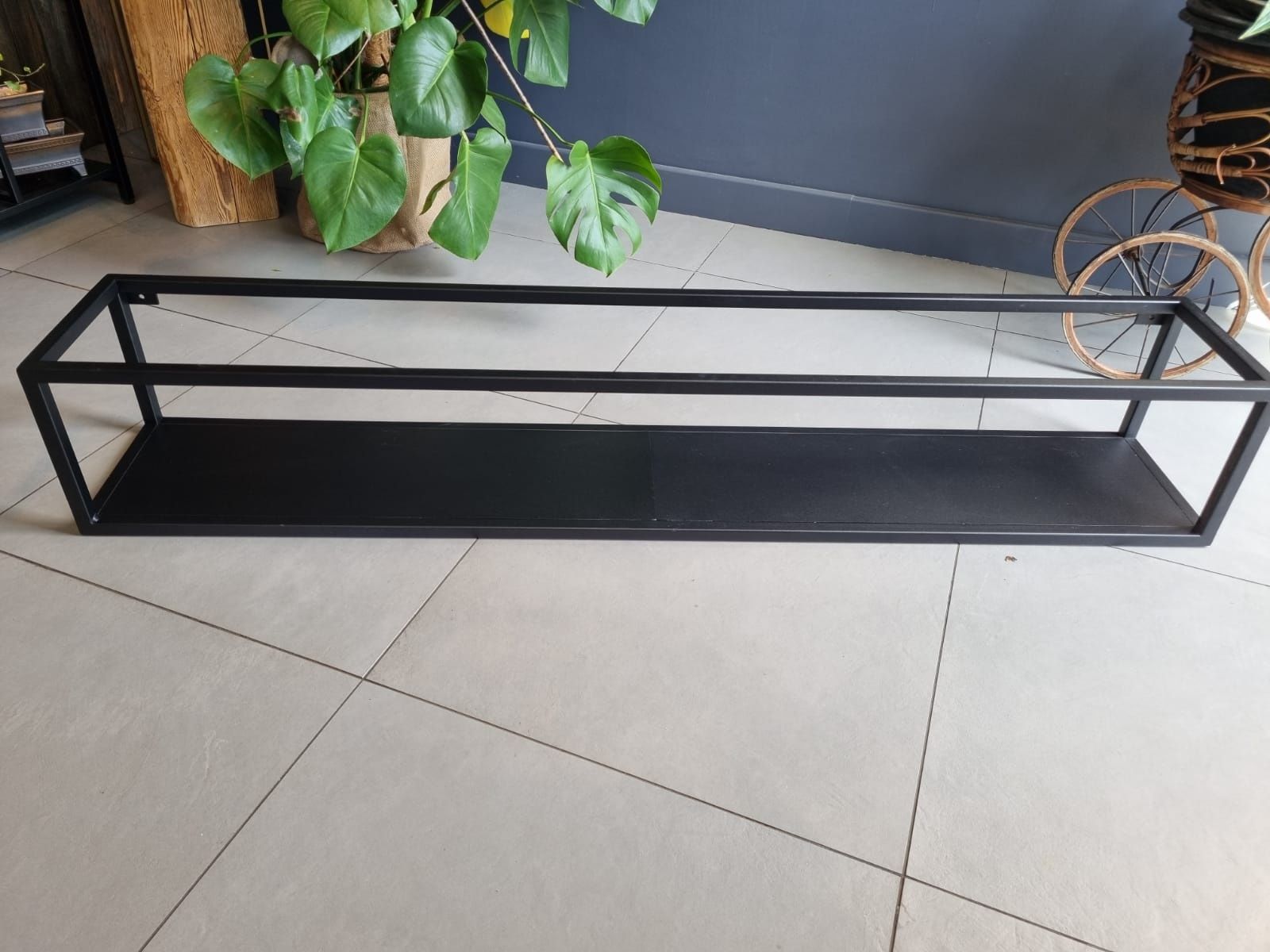 Półka wisząca metalowa loft czarna 150cm, regał