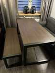 Stół loftowy + ławka Ikea Norrala, drewniano metalowy