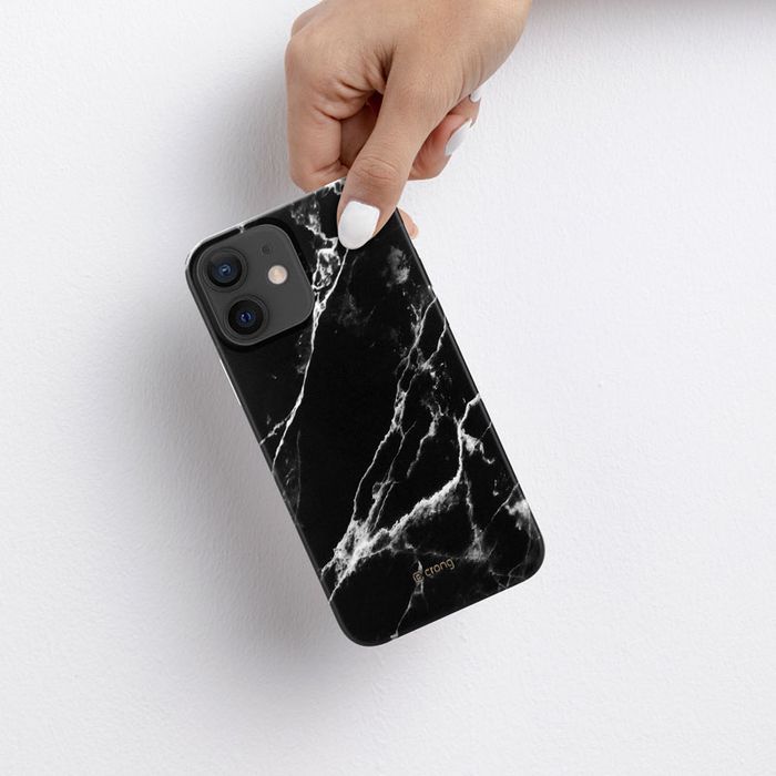 Crong Marble Case - Etui Iphone 12 Mini (Czarny)