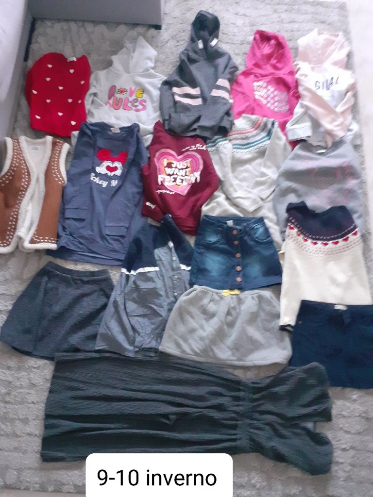 Lote 16 peças de roupa inverno menina 9-10