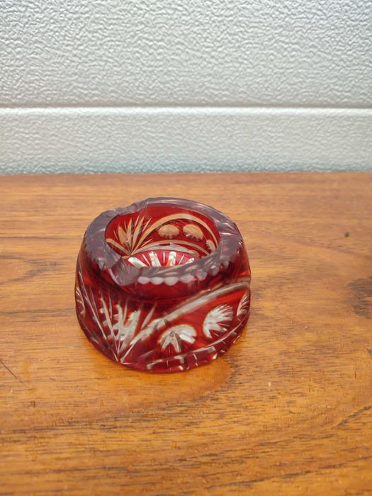 Popielniczka kryształ rubinowy - vintage - design Q