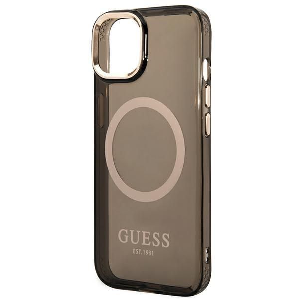 Etui na iPhone 14 6,1" Guess Gold Outline czarne z Magsafe