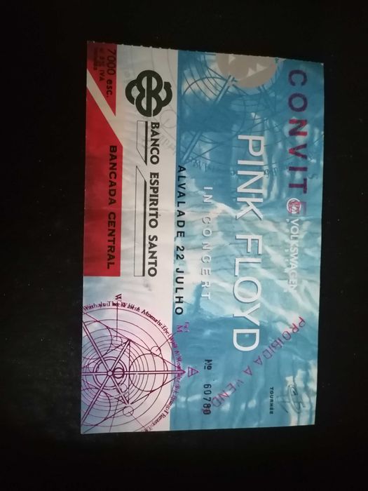 Bilhete Concerto PINK FLOYD 1994 Alvalade 22 de Julho Bancada Central