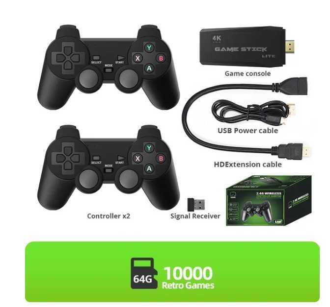 Ігрова Y3 Lite Game Stick 4K HDMI + 2 бездротові геймпади (64 ГБ)