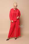 Komplet Plus Size Dresowy z Angorą Czerwony