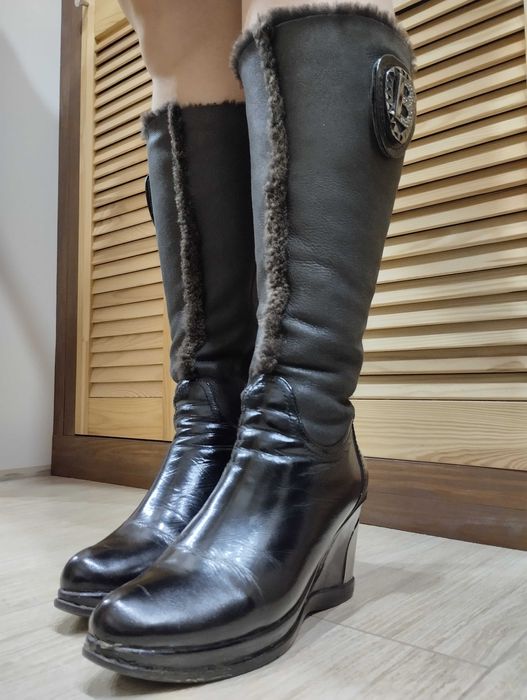 Шкіряні чоботи/черевики зимові жіночі