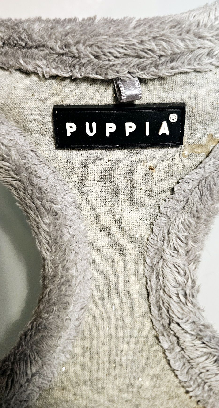 Nowe szare, pluszowe/ polarowe, regulowane szelki dla pieska, Puppia