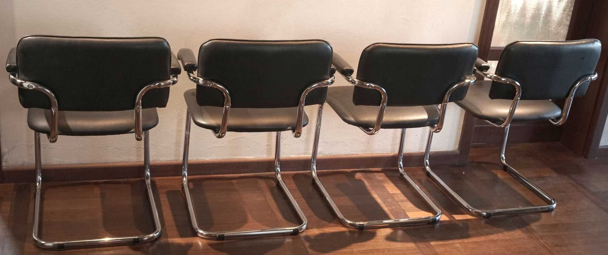 4 fotele / krzesła Nowy Styl chrom skóra biuro gabinet