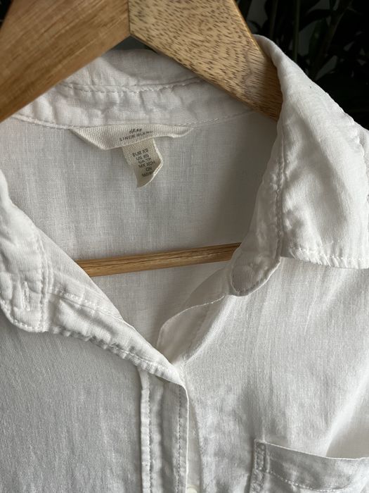 Lniana biala koszula H&m xs/S oversize