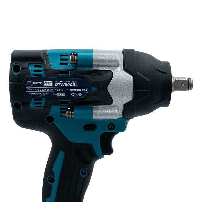 Акумуляторний гайковерт PROFI-TEC DTW800BL POWERLine (2×PT2050MP (5Аг)