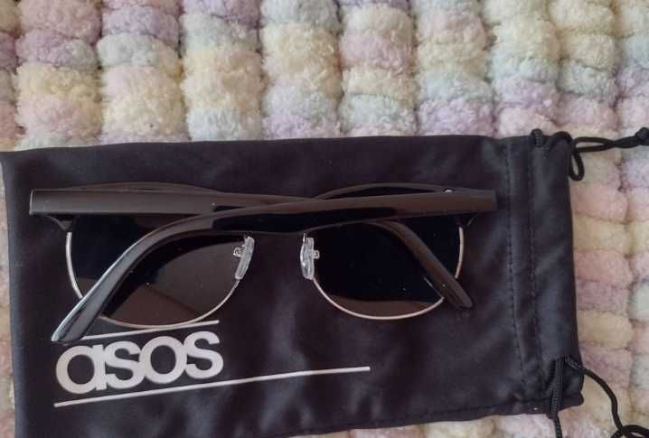 ASOS/ Czarno-Srebrne okulary przeciwsłoneczne z Londynu, NOWE