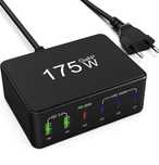 Ładowarka USB C, 175 W, GaN USB C, zasilacz 6 portów