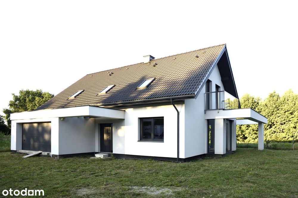 Dom premium Wośniki Radom – nowy, 186 m², 6 pokoi, 2 garaże, zieleń