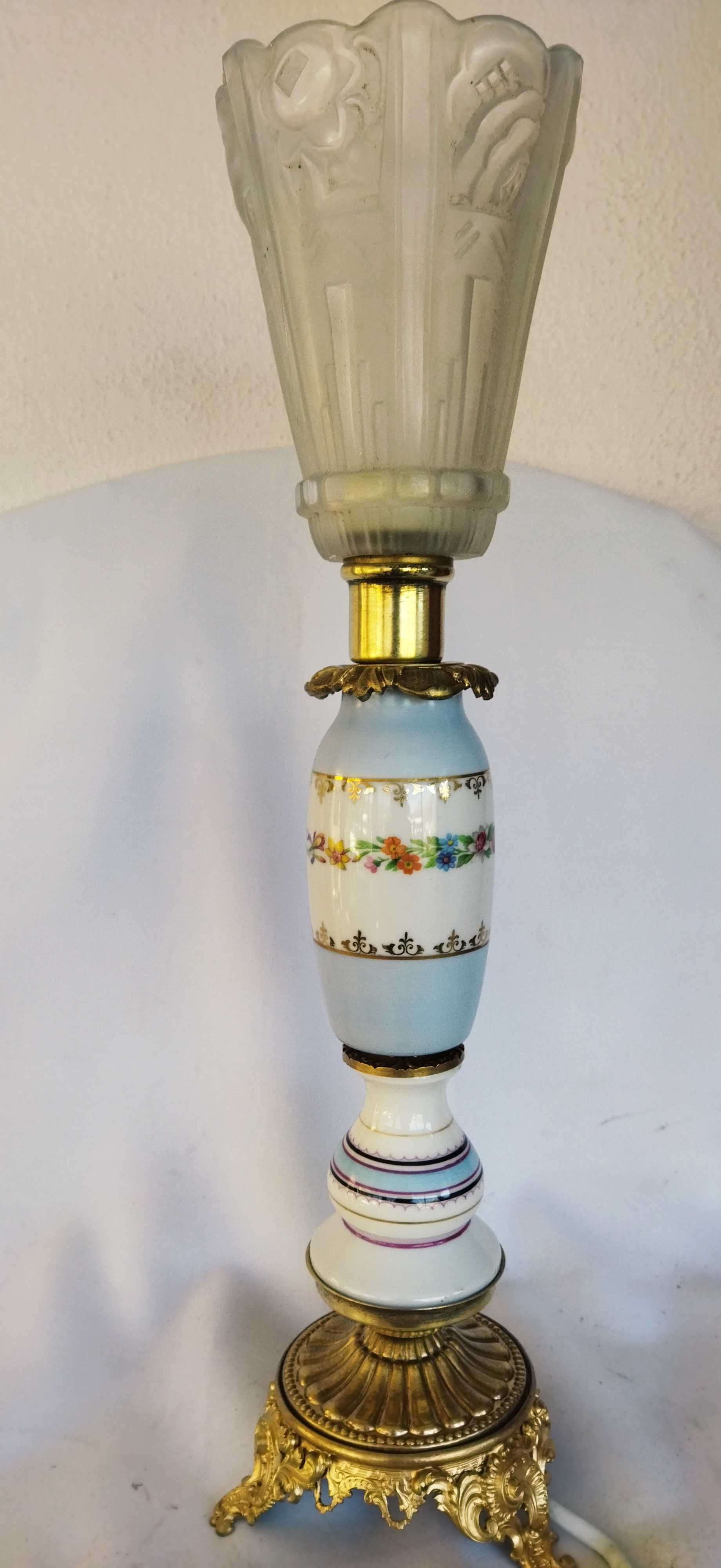 Лампа настольная,старинная.Фарфор,бронза.42×12 см.Франция