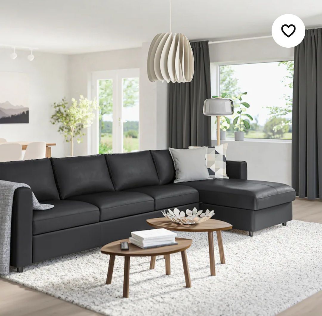 Nowy 1/2 ceny SKÓRA luksusowy narożnik, sofa 4 os. VIMLE z Ikea