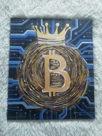 Картина маслом Bitcoin оригинал, коллекция крипто финансы благополучие