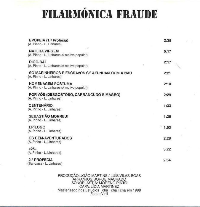 Filarmónica Fraude - - - - - Epopeia - - - - - CD