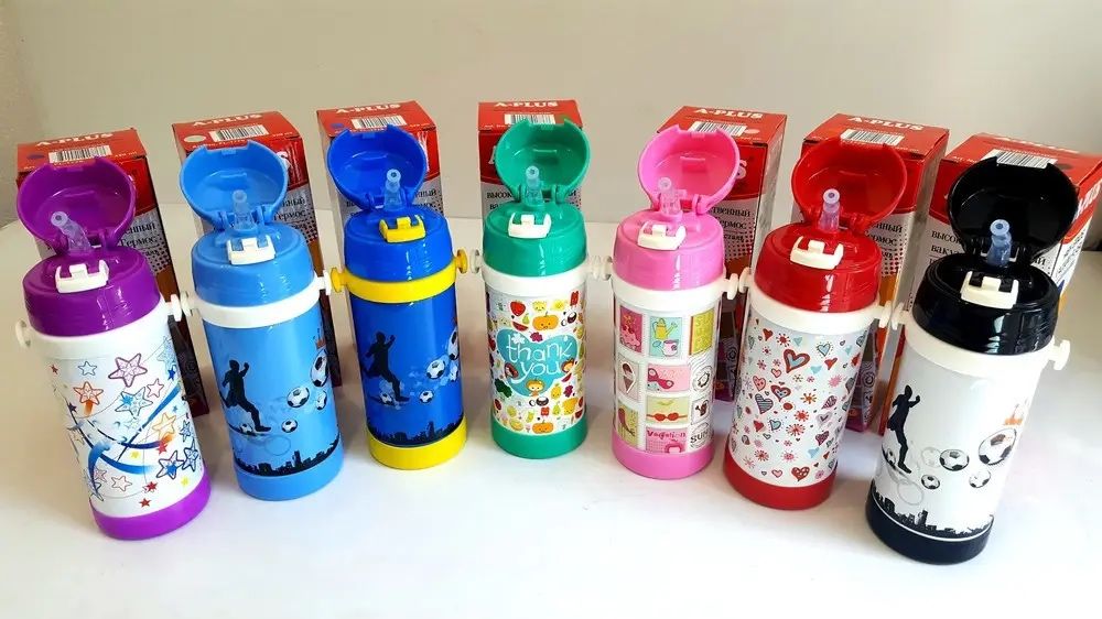 Термос дитячий з трубочкою та ремінцем 320 мл.