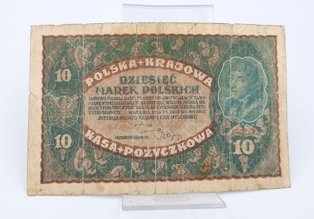 Stary Banknot kolekcjonerski 10 marek Polskich 1919 Polska